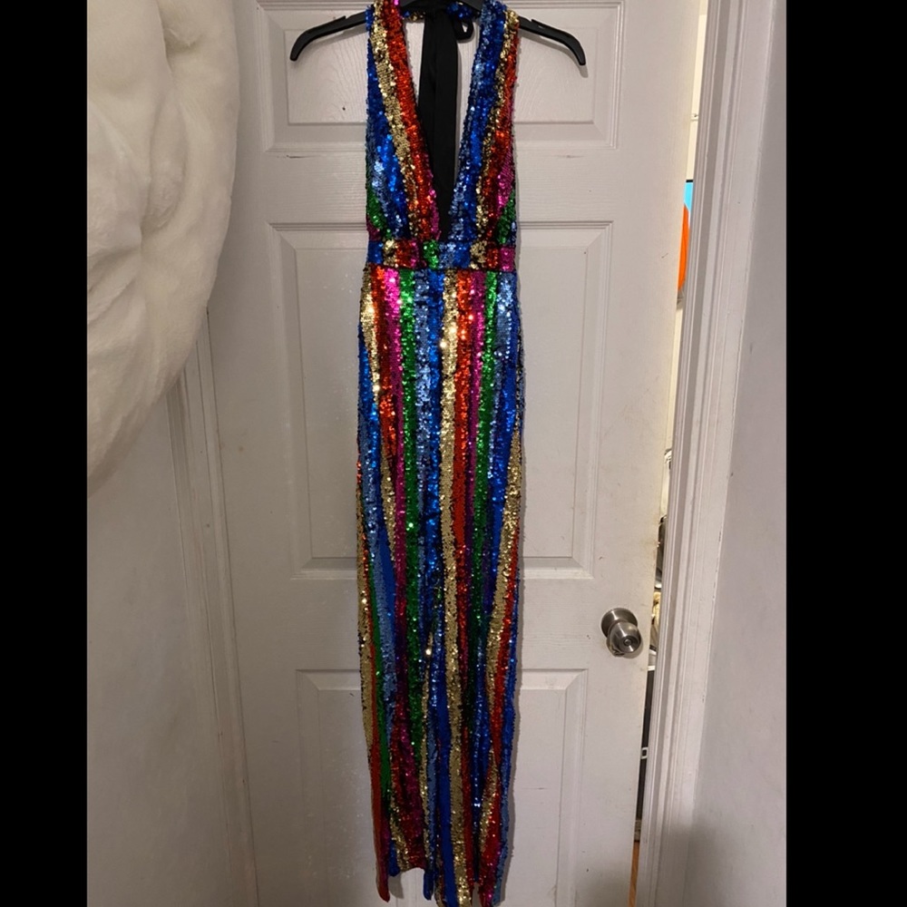 Striped Colorful Backless Jumpsuit